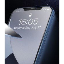 Baseus Apple iPhone 12 Pro Max 6.7" Liquid Silica Gel Ultra Koruma Kılıf+ 2 Adet Tam Kaplar 0,25 mm Buzlu Siyah Çerçeveli Mat Ekran Koruyucu Cam