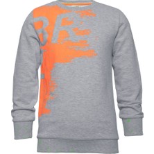 BRZ Collection Neon Baskılı Erkek Çocuk Sweatshirt Gri Renk Bisiklet Yaka Anti Pilling Kumaş