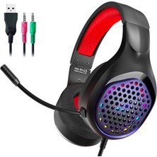 Xmowi R1 Gaming Mikrofonlu Rgb Oyuncu Kulaklığı Pc- Dizüstü  ve Ps4 AL-34551 Siyah - Kırmızı