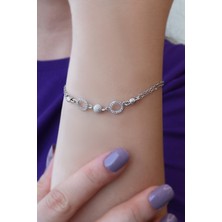 Parmas Design Kadın Zirkon Taşlı Halka Tasarım 925 Ayar Gümüş Bileklik