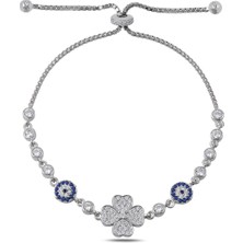 Parmas Design Kadın Yonca ve Göz 925 Ayar Gümüş Asansör Bileklik