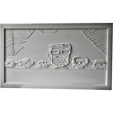 Echo Furniture Baykuş Ailesi 3 Boyutlu Kabartma Beyaz Tablo