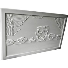 Echo Furniture Baykuş Ailesi 3 Boyutlu Kabartma Beyaz Tablo