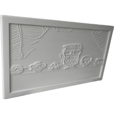 Echo Furniture Baykuş Ailesi 3 Boyutlu Kabartma Beyaz Tablo