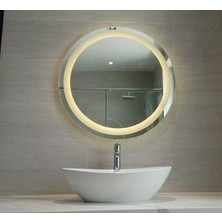 Mirrorland 70 cm Çapında Gün Işığı LED Işıklı Kumlamalı LED Ayna / Dekoratif Ayna / Banyo Aynası /yuvarlak Ayna/ışıklı Ayna