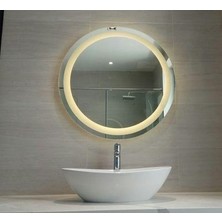 Mirrorland 60 cm Çapında Gün Işığı LED Işıklı Kumlamalı LED Ayna / Dekoratif Ayna / Banyo Aynası /yuvarlak Ayna/ışıklı Ayna