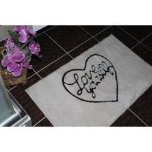 Pika Home Decoraiton 60 x 100 Love Yourself Yazılı Punch Işlemeli Dekoratif Tekli Yumuşak Banyo Paspası I 60 x 100