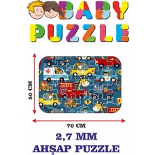 Lipyos Baby Ahşap Ambulance ve Karışık Arabalar Dev Parçalı Eğlenceli Puzzle 50X70 cm Puzzle