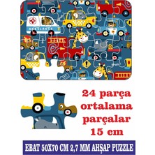 Lipyos Baby Ahşap Ambulance ve Karışık Arabalar Dev Parçalı Eğlenceli Puzzle 50X70 cm Puzzle