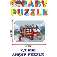 Lipyos Baby Ahşap Itfaiye Arabası Dev Parçalı Eğlenceli Puzzle 50X70 cm Puzzle