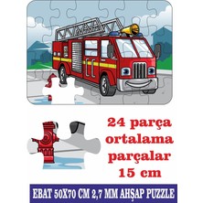 Lipyos Baby Ahşap Itfaiye Arabası Dev Parçalı Eğlenceli Puzzle 50X70 cm Puzzle