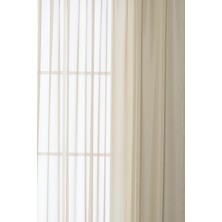 Gauze Fabric Design Kullanıma Hazır Sade Bej Tül Perde (1'e 2.5 Orta Pile)