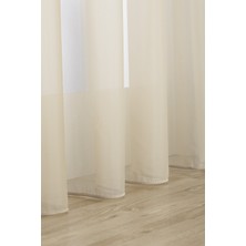 Gauze Fabric Design Kullanıma Hazır Sade Bej Tül Perde (1'e 2.5 Orta Pile)