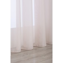 Gauze Fabric Design Kullanıma Hazır Sade Pudra Pembe Tül Perde (1'e 2.5 Orta Pile)