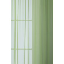Gauze Fabric Design Kullanıma Hazır Sade Yeşil Tül Perde (1'e 2.5 Orta Pile)