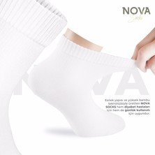 Nova Socks Kadın 4'lü Bambu Lastiksiz Sıkmayan Extra Rahat Şeker Çorabı / Çorap