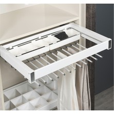 Starax Beyaz Gizli Raylı Alüminyum Fonksiyonel Pantolonluk (S-6711-W)