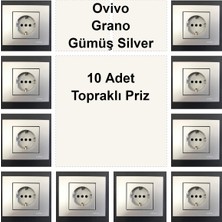 Çağatay Elektrik Ovivo Grano Gümüş Silver 10 Adet Topraklı Priz