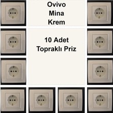Çağatay Elektrik Ovivo Mina Krem 10 Adet Topraklı Priz