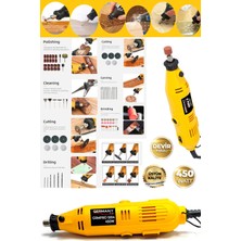 Germany Style GRMPRO-1004S 450 Watt  307 Parça Devir Ayarlı Gravür Makinesi 6 Parça Kesme Seti Esnek Şaftlı