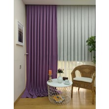 Evdepo Home Koyu Lila Düz Renk Pilesiz Keten Fon Perde, Pilesiz Ekstraforlu, Tek Kanat 80 x 260 Cm.