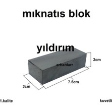 Yıldırım Nalbur 3 Adet Mıknatıs Blok 75 x 30  x 20 cm Küp Mıknatıs Hobi Mıklantıs Tuğla Mıklatıs Dikdörtgen