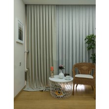 Evdepo Home Krem Düz Renk Pileli Keten Fon Perde, Sık Pile, Tek Kanat 50 x 260 Cm.