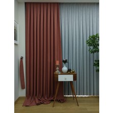 Evdepo Home Kiremit Düz Renk Pileli Keten Fon Perde, Seyrek Pile, Tek Kanat 50 x 270 Cm.