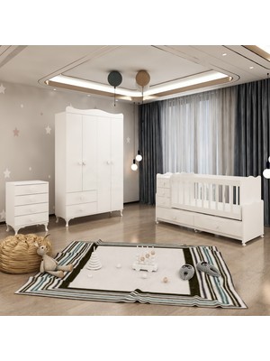 Garaj Home Melina Yıldız 4 Kapaklı Bebek Odası Takımı - Beyaz