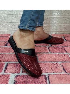 Gezer 01028 Bordo-Siyah Ev Içi Erkek Terlik, Damat Terlik