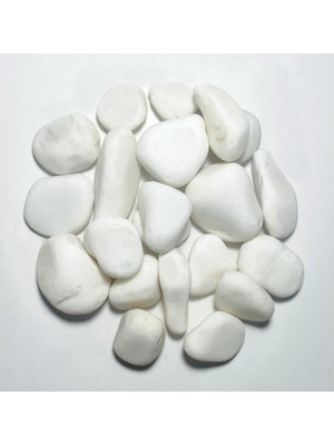 1 KG. Tamburlanmış Dolomit Dekoratif Taş Beyaz Dekor, Akvaryum, Saksı ve Peyzaj Bahçe için