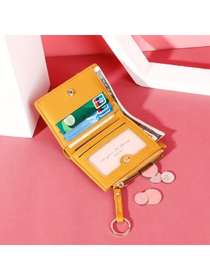 İyi Çanta Kadın Cüzdan Çok Kartlı Anahtarlık Bozuk Para Cüzdanı Kadın Düz Renk Kore Versiyonu Kısa Bayanlar Cüzdan (Yurt Dışından)