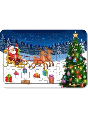 Lipyos 54 Parça Ahşap Puzzle Yılbaşı Noel Baba ve Geyik