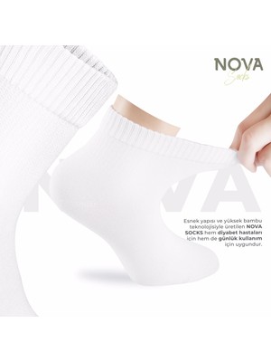 Nova Kadın 4'lü Bambu Lastiksiz Sıkmayan Diyabetik Bilek Çorap / Diyabet Çorabı