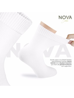 Nova Socks Erkek 4'lü Bambu Lastiksiz Sıkmayan Extra Rahat Şeker Çorabı / Çorap