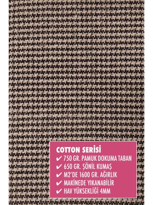 Homier Collection Örgü Saçaklı, Cotton Serisi Yıkanabilir Kaymaz Taban Antibakteriyel Kilim KS-3056A
