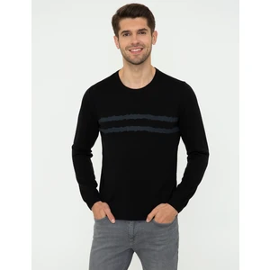 Pierre Cardin Erkek Siyah Slim Fit Bisiklet Yaka Triko Kazak 50241469-VR046