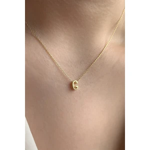 925 Ayar Üç Boyutlu Gold G Harfli Gümüş Kolye Uzunluk 42 cm