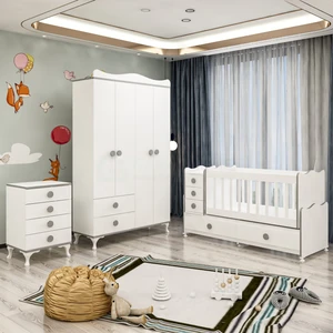 Garaj Home Melina Yıldız 4 Kapaklı Bebek Odası Takımı - Gri