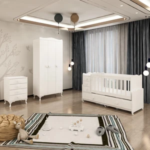 Garaj Home Melina Yıldız 3 Kapaklı Bebek Odası Takımı - Beyaz