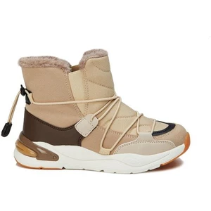 Bej-Kahve Kürklü Çocuk Bot – Sıcak Tutan, Kaymaz Tabanlı, Suya Dayanıklı Kışlık Ayakkabı