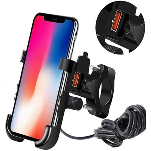 Motosiklet Telefon Tutucu USB Şarjlı Alüminyum Alaşım Gidon ve Ayna Bağlantılı