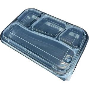 Özge Plastik  4 Bölmeli Kapaklı Kebap Kabı Siyah - 25'li