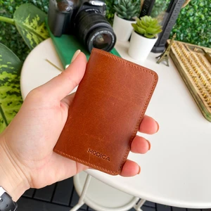 Sovana – Deri Natural İnce Minimalist Tasarım Slim Unisex Cüzdan, Kompakt Kartlık, Kolay Taşınabilir (Taba)