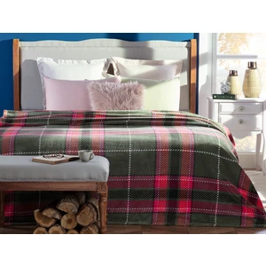 Madame Coco Antonin Tek Kişilik Welsoft Baskılı Battaniye - Haki / Pembe