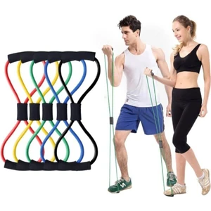 Egzersiz Spor Pilates Yumuşak Sünger Saplı Vücut Geliştirme ve Şekillendirme Yeşil Direnç Lastiği