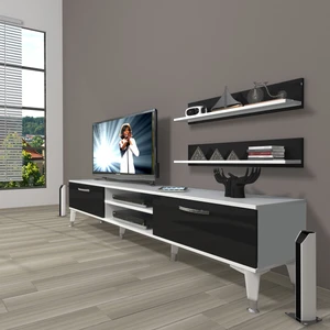 Eko 4 Slm DVD Silver Tv Ünitesi Tv Sehpası Beyaz Siyah