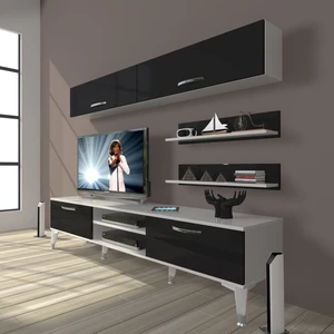 Eko 5 Mdf DVD Silver Tv Ünitesi Tv Sehpası Beyaz Siyah