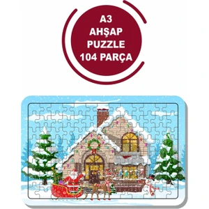 Noel Baba ve Geyik A3 104 Parça Puzzle, Oyuncak, Yapboz