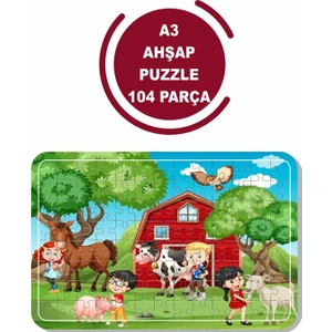 Sevimli Çiftlik Hayvanları A3 104 Parça Ahşap Puzzle